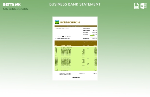 модерен стил Извештај за претпријатието на Норинчукин банка Шаблон Word и PDF